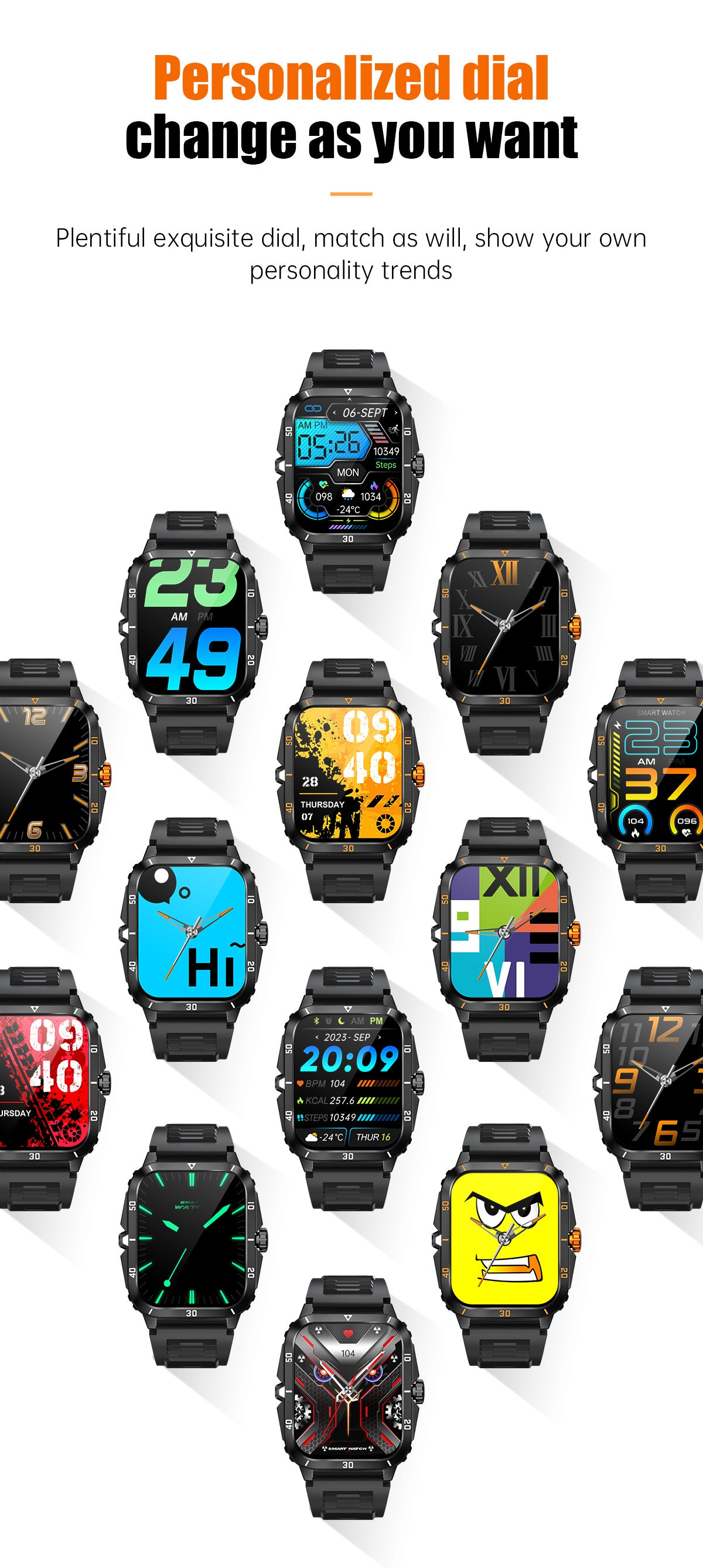 KT71Smart Watch Bluetooth Call True Heart Rate Step Sleep Monitoring3ATM Deep Waterproof Sports Tri-Proof