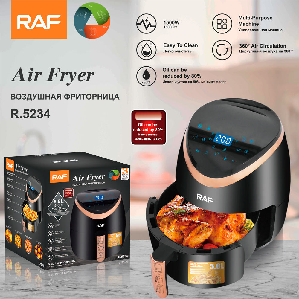 RAF European Standard Smart Touch Air Fryer5.8L Large capacity household fully automatic intelligent multifunctional