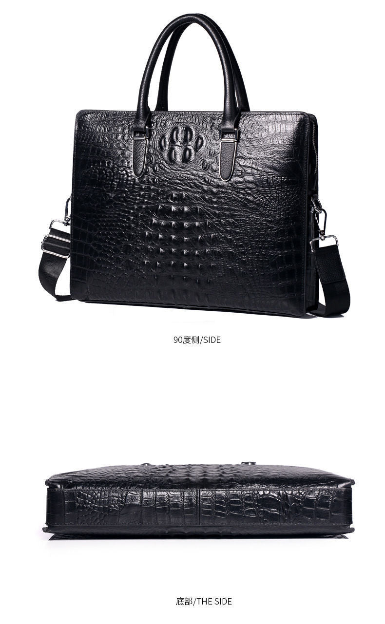 Fingerprint Unlock Bag Genuine Leather Business Commuting Large Capacity Men's Cowhide High-end Handheld Briefcase Anti-theft