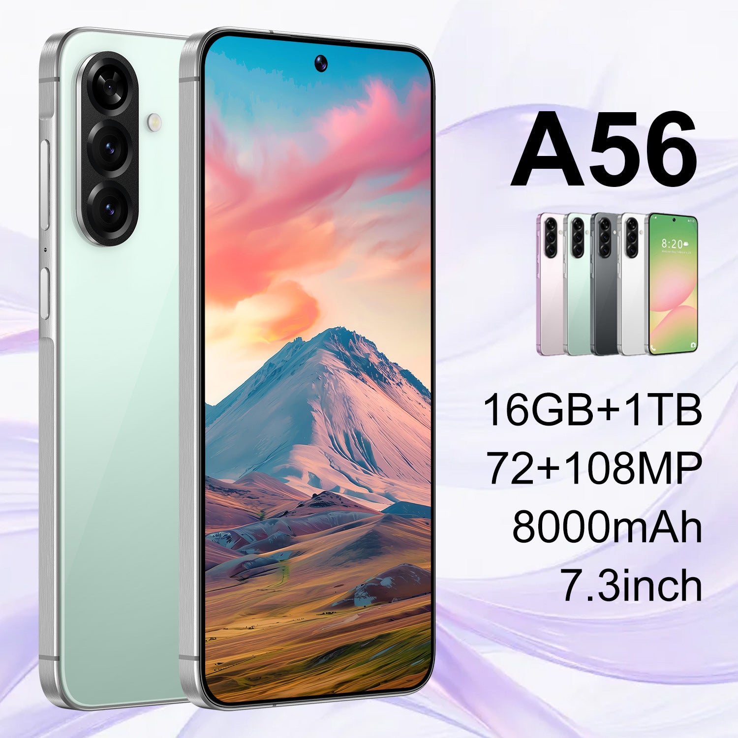 A56Smartphone16+1T Android7.3Inch Large Screen AliExpress Hot Selling E-commerce Available