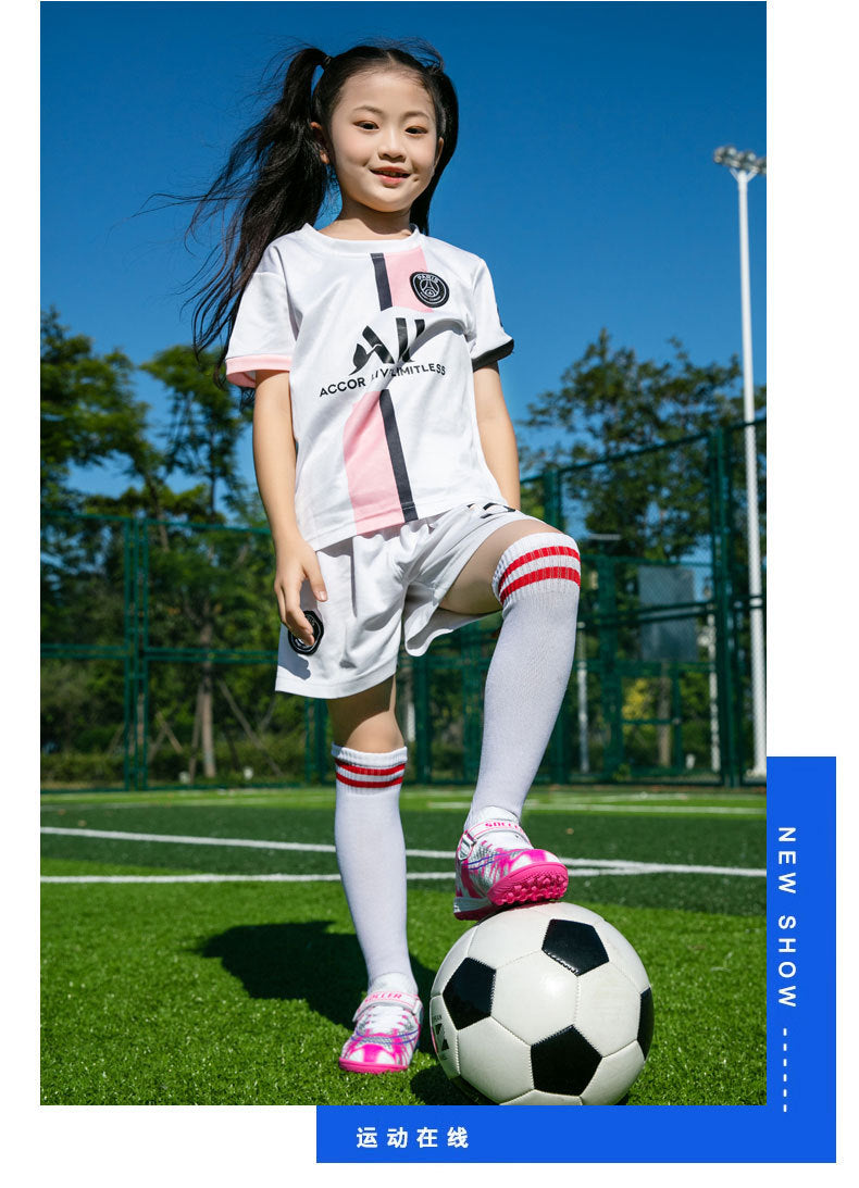 New Football Shoes for Men and Women, Children's Low-top Anti-collision Spike Magic Tape No-tie Grass Training Sports Shoes