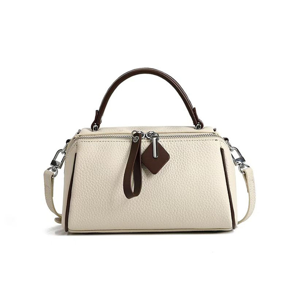 Niche Color-Block Genuine Leather Handbag for Women2025New Fashion Versatile Pillow Bag Stylish Single Shoulder Crossbody Bag