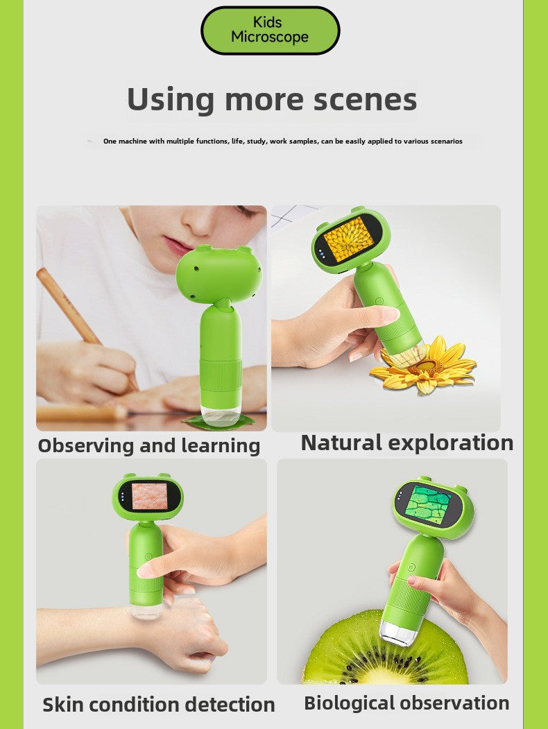 New High-Definition Children's Digital Electronic Microscope with Screen, Handheld Portable Magnifier, Educational Gift, In Stock, Visual