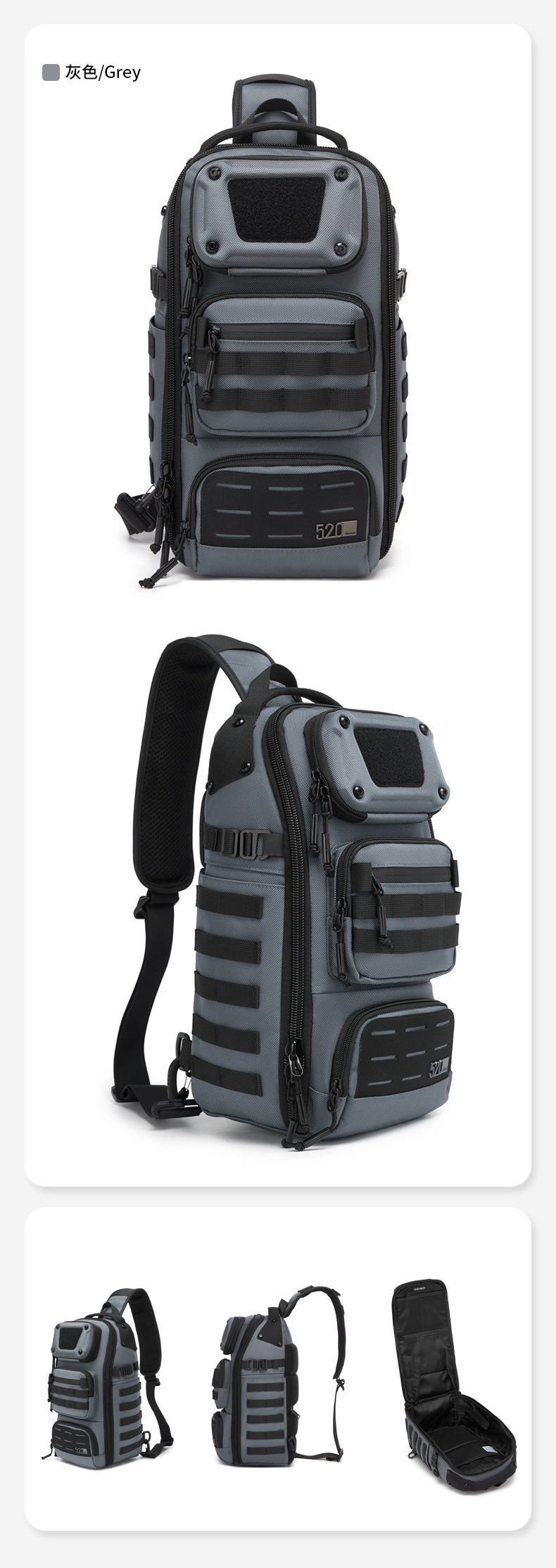 ozuko Tactical Chest Bag Men's Crossbody Bag High-end Outdoor Waterproof Multi-Function Trendy Portable Shoulder Bag