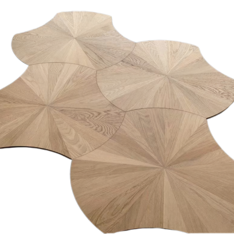 Lotus-Pattern Oak Parquet Engineered Hardwood Flooring Click Lock 3-Year Warranty Modern Design for Luxury High-end Spaces