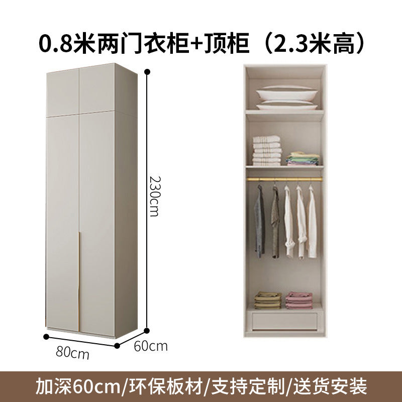 Cream Style Solid Wood Wardrobe Modern Simple Bedroom Storage Cabinet One Door to Ceiling Economical Small Apartment Home Large Wardrobe