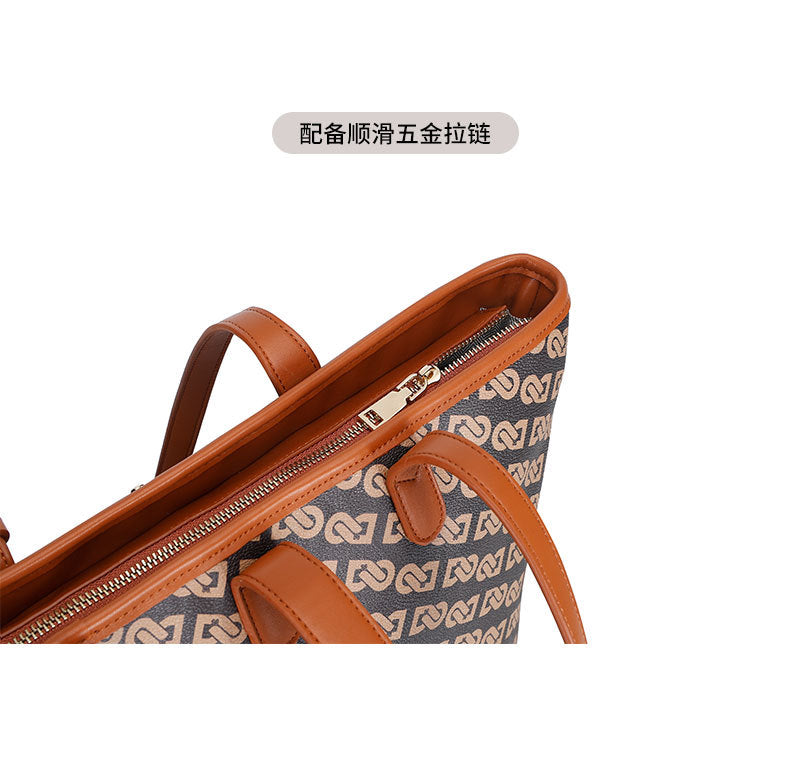 Original Design Retro Print Tote Bag for Work Commute Large Capacity Shoulder Bag Niche Versatile Fashion Handbag