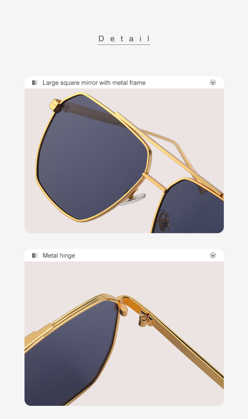 Men's Retro Double Bridge Sunglasses shades Europe and America ins Large Frame Sunglasses for Men Trendy Outdoor Cycling Glasses Wholesale