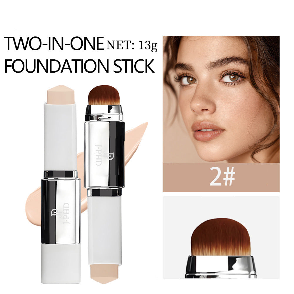 Spot Goods J-PHD 2-in-1 Foundation Stick13g Double-ended lightweight concealer foundation with brush, natural finish