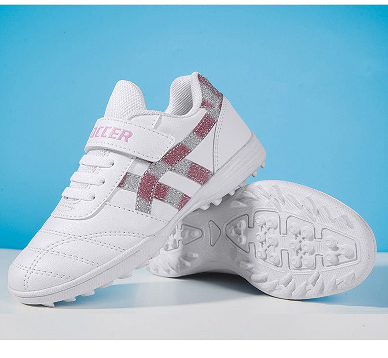 New football shoes for men and women with Velcro for children TF Broken Nail Style Youth Student Grassland Flat Training Shoes