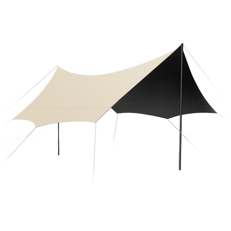Canopy Tent Outdoor Camping Hexagonal Black Coated Silver Tarp Awning Camping Picnic Equipment Large Size Canopy