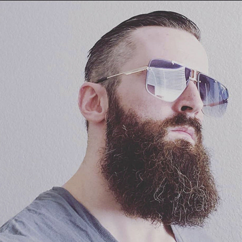 Frameless Sunglasses Men's High-end European and American Fashion New Trendy Glasses Women's Square Frame Sunshade Sunscreen Sunglasses