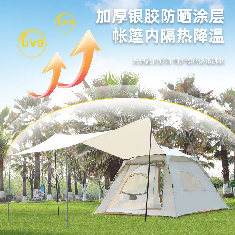 Canopy Tent 2-in-1 Outdoor Camping Waterproof Fabric Full Set Thickened Silver Sunproof Rainproof Four Seasons Tent