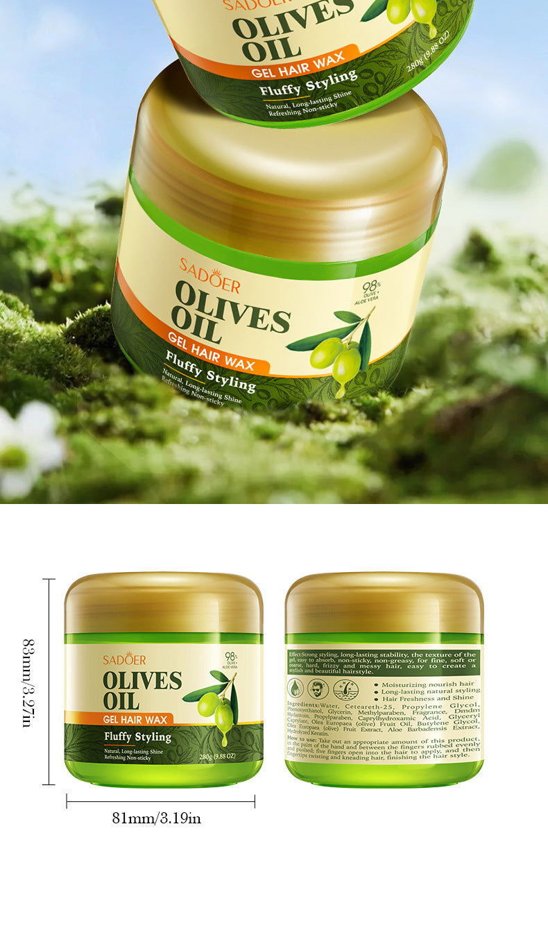 Olive Oil Hair Styling Wax SADOER Nourishing Gel Styling Fluffy Hair Wax  Foreign Trade Wholesale