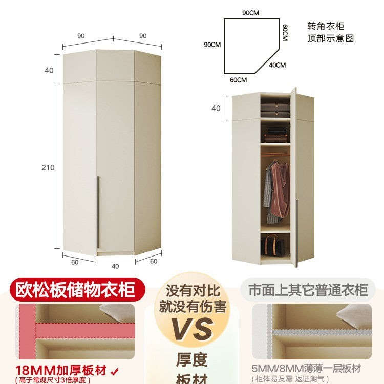 Solid Wood European Pine Board One-Door to Ceiling Ultra-High Combination Wardrobe Simple Modern2.5/2.6/2.7/2.8/3.0m Rice