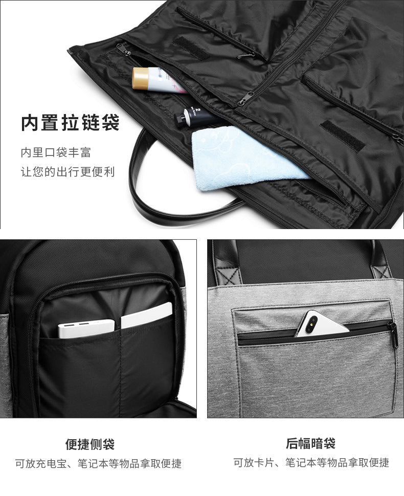 Men's Travel Bag Foldable Suit Gym Bag Large Capacity Multifunctional Waterproof Short Trip Handheld Shoulder Luggage Bag