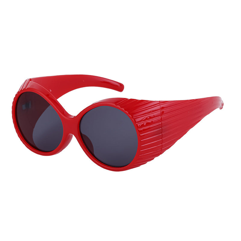 Fashion Catwalk Style Round Frame Sunglasses for Women Trendy High-end European and American Style Internet Celebrity Large Frame Sunglasses for Women Stage Performance