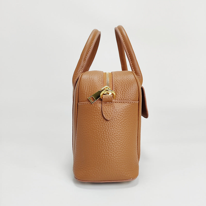 Guangzhou Luggage2025New Top Layer Handheld Cowhide Boston Bag Large Capacity High-end Handbag Crossbody Genuine Leather