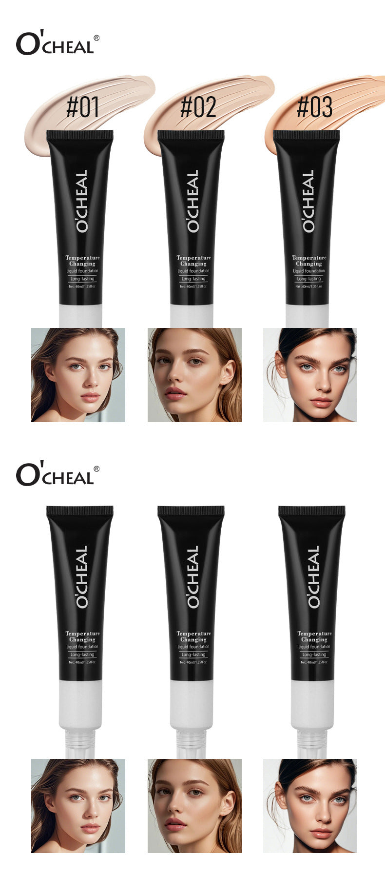 Color-Changing Foundation40ml Wheat Color Acne Scar Dark Circles Concealer Coverage Bare Skin Foundation Cream Version