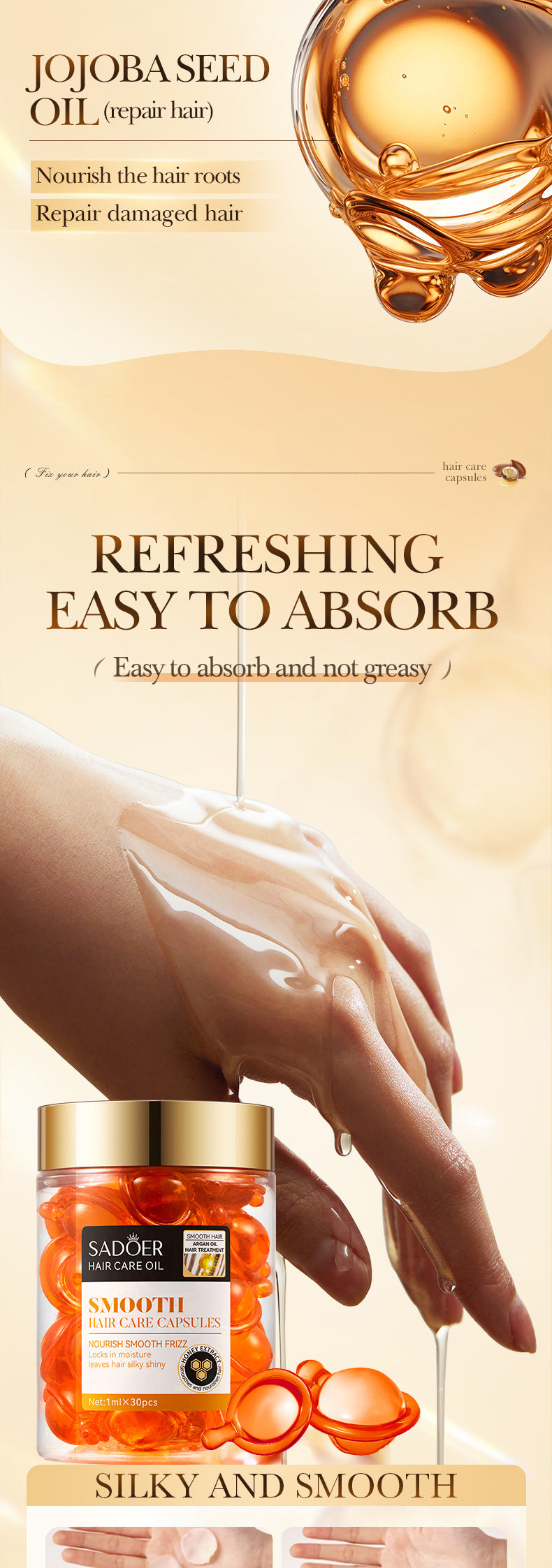 Nut Oil Hair Care Capsules SADOER Improve Frizz Essential Oil Capsule Conditioner  Wholesale