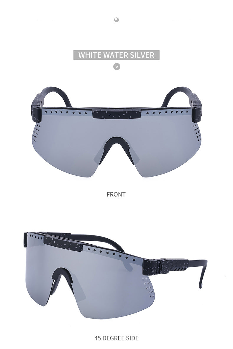 European and American Colorful Sunglasses Outdoor Cycling Windproof Sunglasses Men and Women One-piece Lens Sports Anti-ultraviolet Glasses