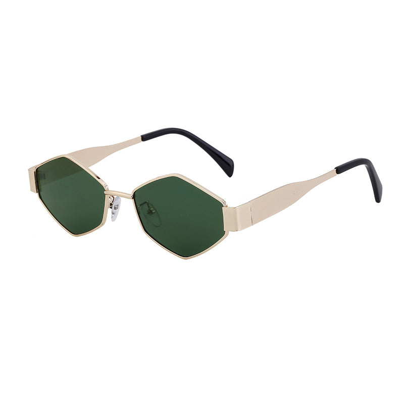 European and American Fashion Irregular Metal Sunglasses for Women Trendy Personality Wide Temple Sunglasses Wholesale sunglass