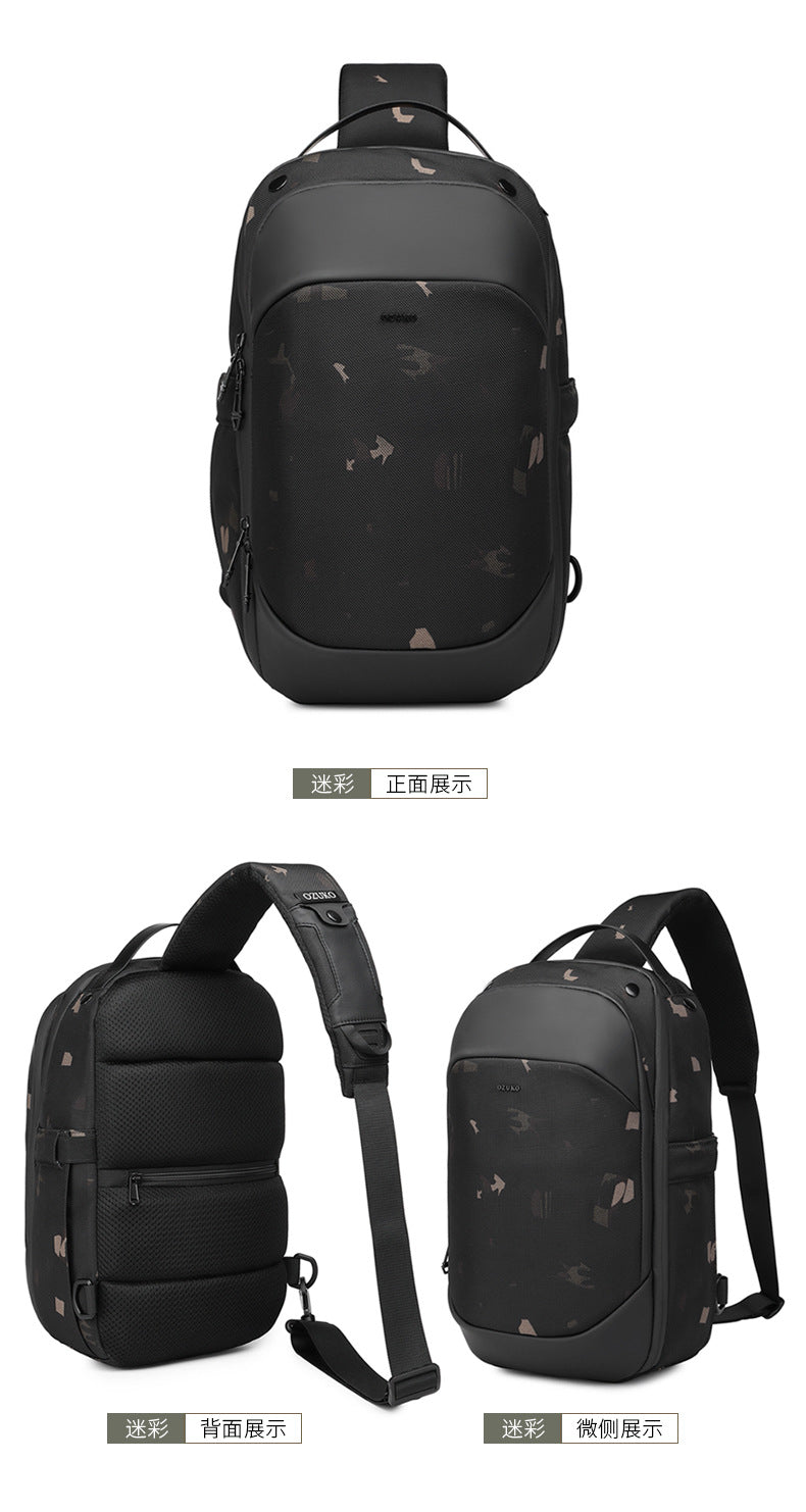 OZUKO Business Chest Bag Men's Large Capacity Waterproof Crossbody Bag High-end trendy brand simple commuter portable bag