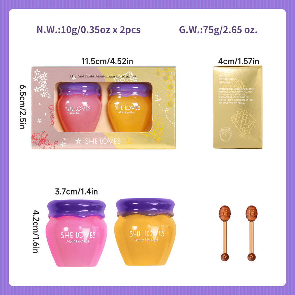 Honey Sakura Autumn and Winter Lightening Lip Lines Moisturizing Lip Balm Scrub Exfoliating Sleeping Lip Mask Set