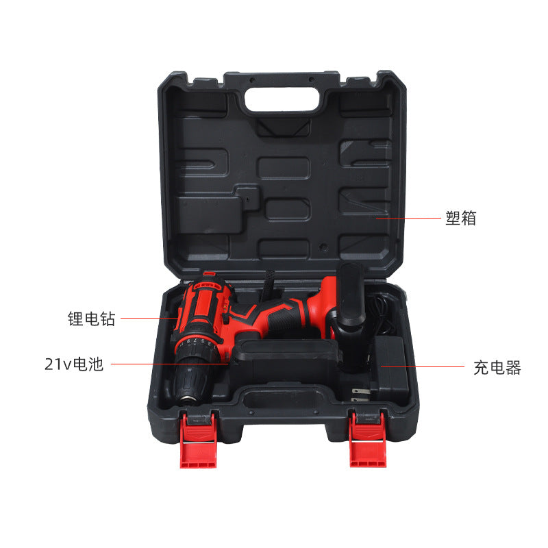 Lithium Battery Rechargeable Household Pistol Impact Drill Multi-Function Electric Screwdriver Tool Set Electric Drill