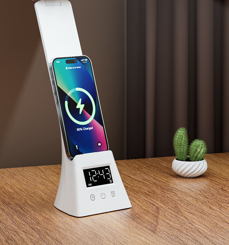 Desk Lamp for Students with Clock Alarm Creative Desktop Reading Lamp Dimmable Color Adjustable Student Dormitory Lamp