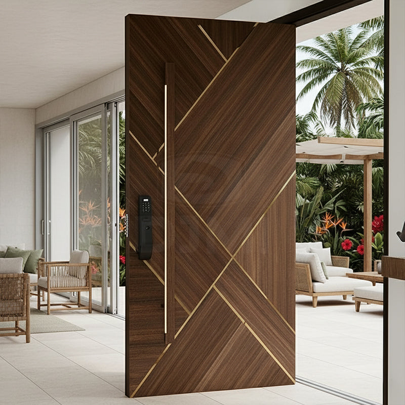 China Top Manufacturer Personalized Customization House Main Door Wooden Front Entrance Exterior Door Wood Hidden Pivot Door
