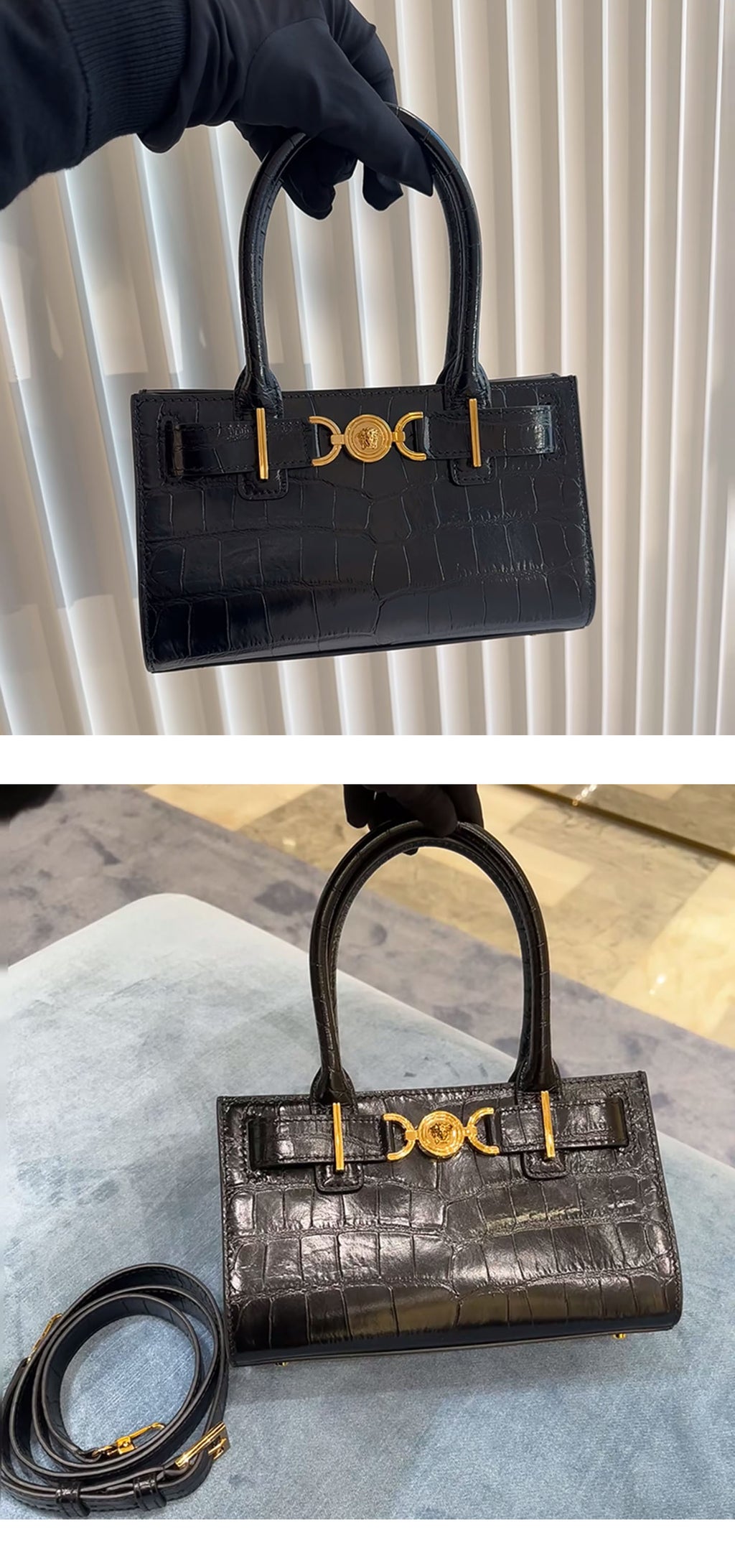 Let Me Shine Zhao Lusi Xu Yan Same Style Punch Bag2025New crocodile leather pattern handbag single shoulder crossbody bag
