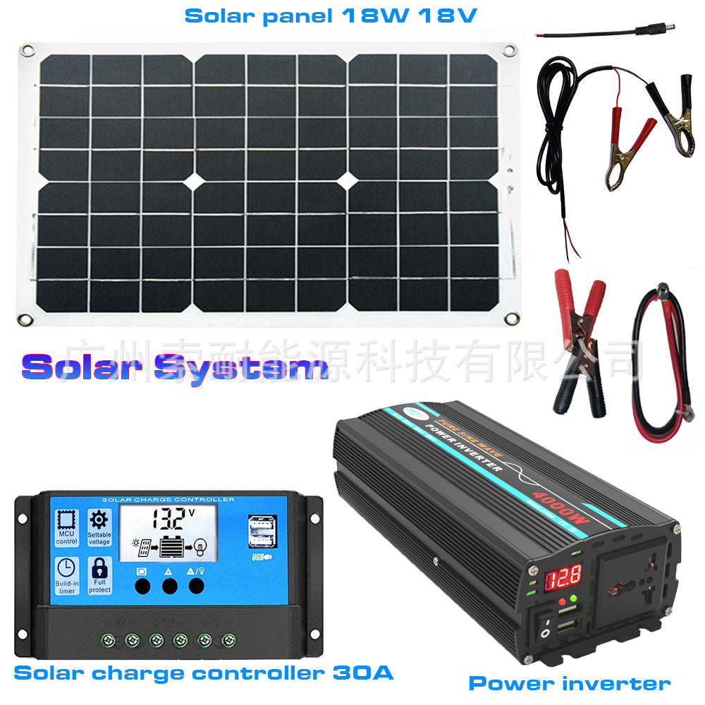 Pure Sine Wave Solar Power Kit System Configuration30A Controller 18W/36W Solar Panel Solar System
