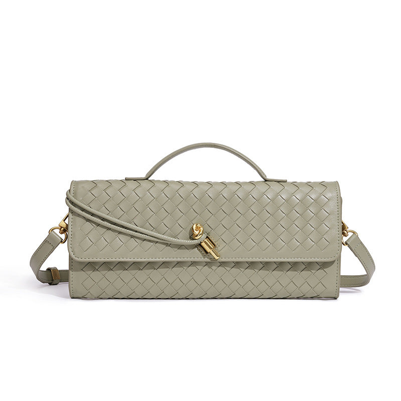 European and American Niche Woven Single Shoulder Baguette Bag Fashion Horizontal Clutch Bag Organ Lady Crossbody Bag Long Bag