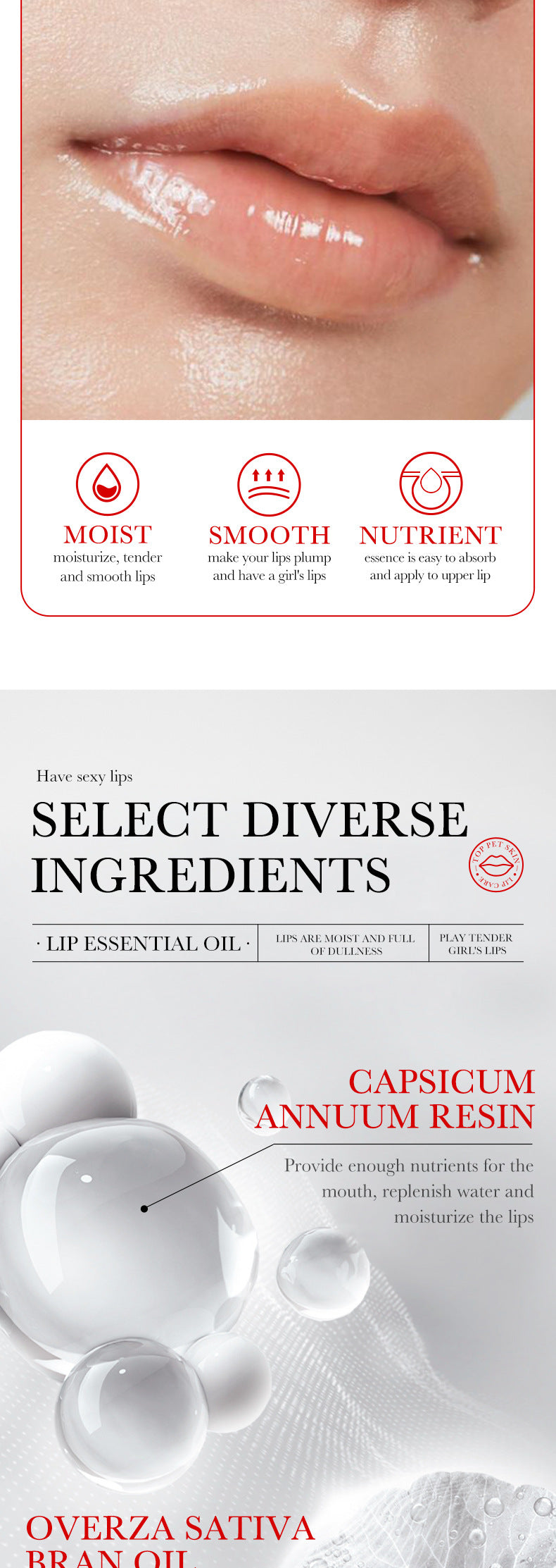 Lip Care Essence Oil10ml SADOER Tender, smooth, moisturizing essential oil  wholesale