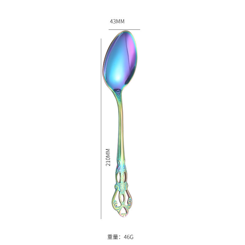 Stainless Steel Cutlery Restaurant Royal Court Knife Fork Spoon Set Hotel Western Cuisine European Retro Relief Steak Knife Fork