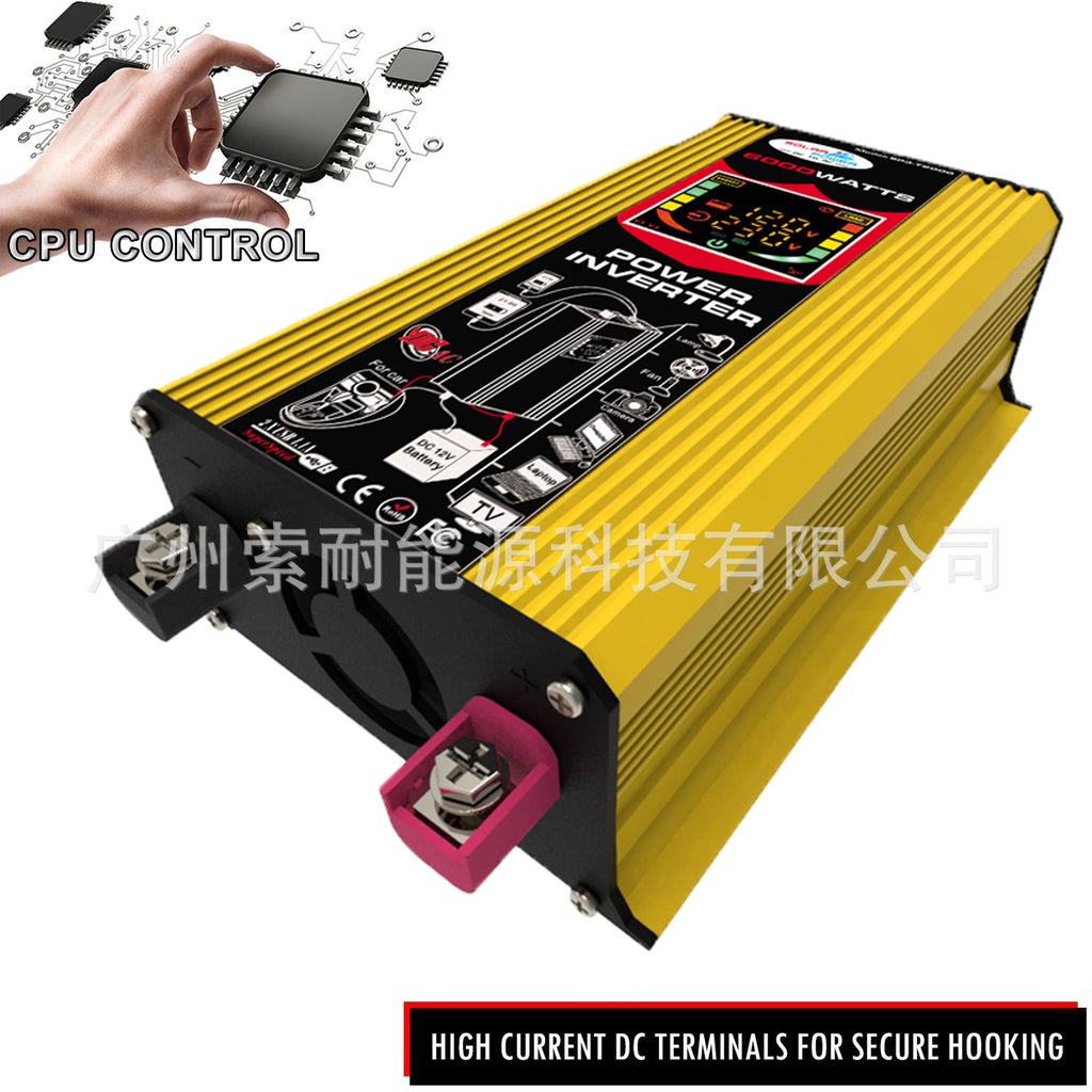 Car Converter Automotive Small Appliances500W Inverter12V Turn110V/220V Smart Color Screen Dual USB Mouth
