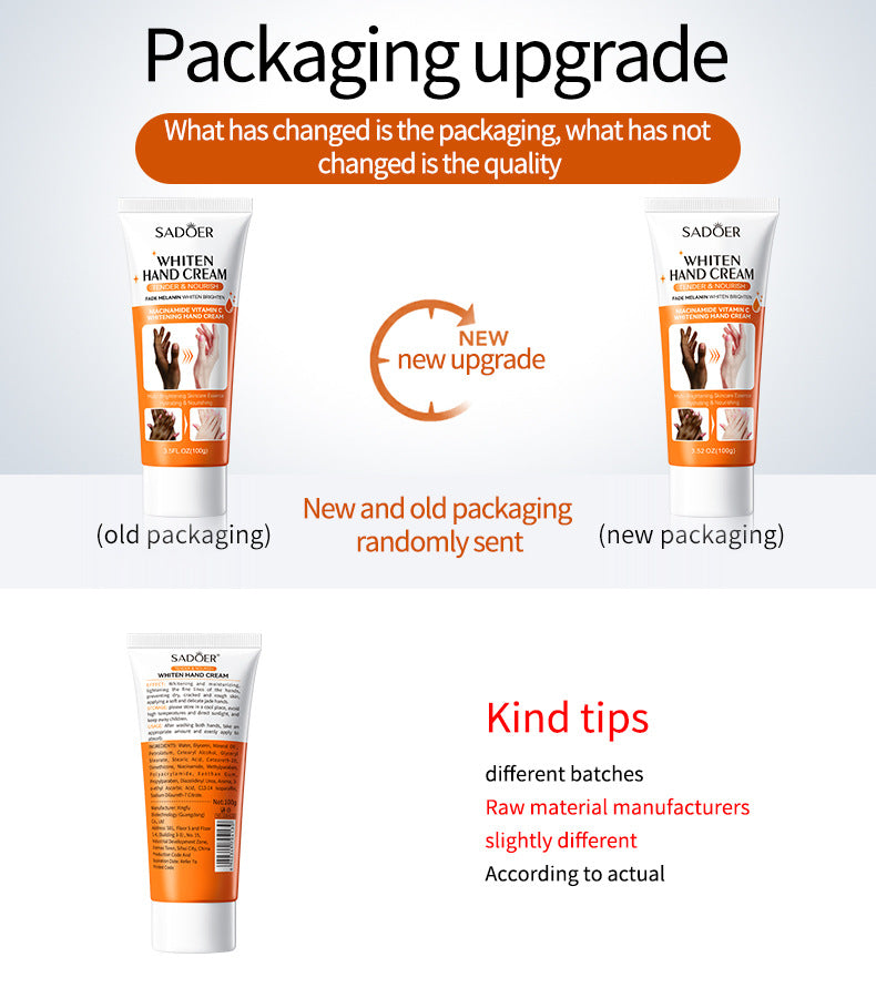 Whitening Hand Cream100gSADOER Hydrating and Moisturizing Anti-Cracking Autumn and Winter Hand Cream  Wholesale