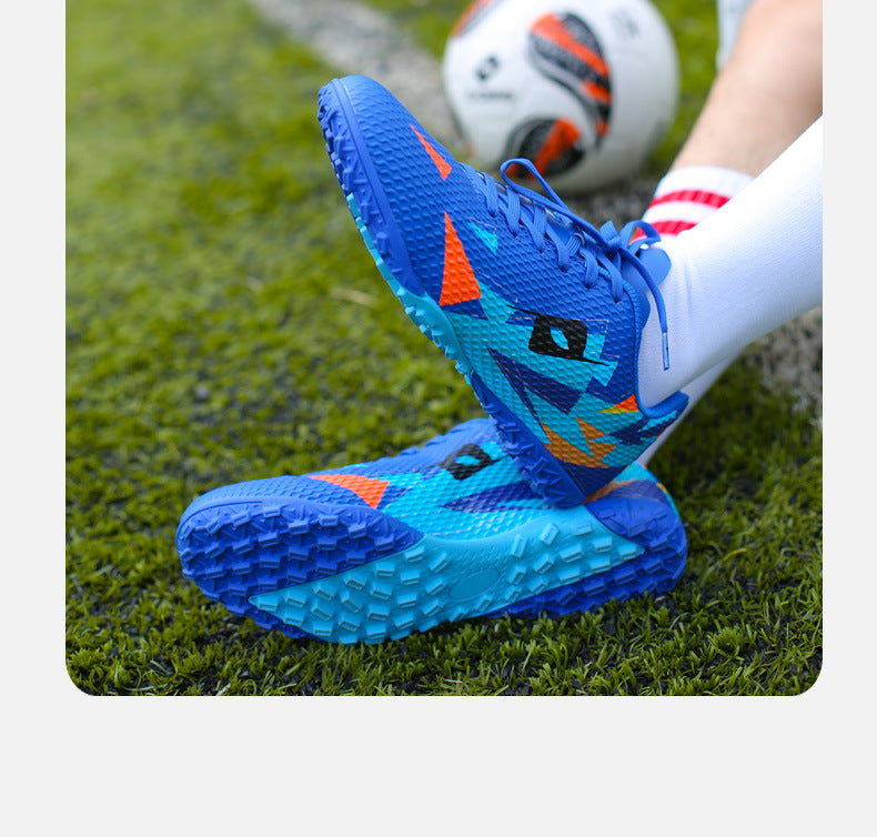 Rotating Buckle Football Shoes Breathable Anti-Slip TF Children's and Teenagers' Turf Training Shoes for Flat Ground Competitions