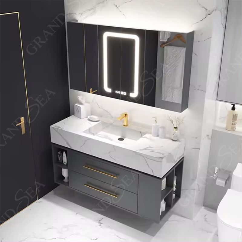 New Style 40 Inch Floating Wall 1 Sink Hanging 2 Drawers Bath Furniture Bathroom Vanity Cabinet