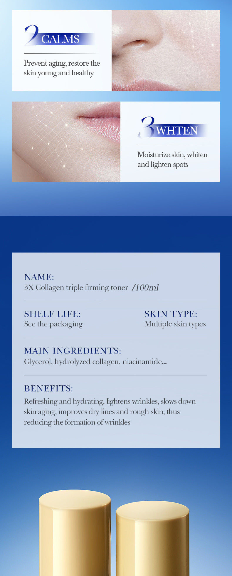 Type III Collagen Wrinkle Firming Toner SADOER Hydrating Moisturizing Water Cross-Border Wholesale