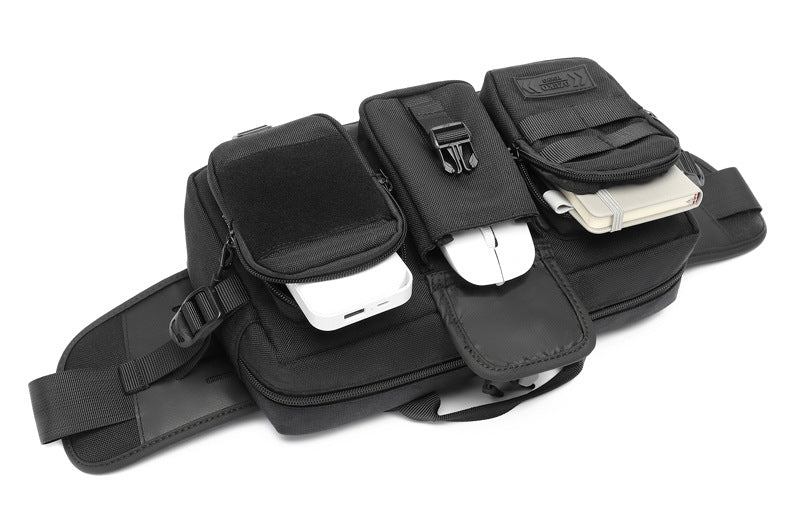 OZUKO Tactical Waist Bag Men's Multifunctional Crossbody Bag Waterproof Outdoor Large Capacity Sports Portable Men's Bag