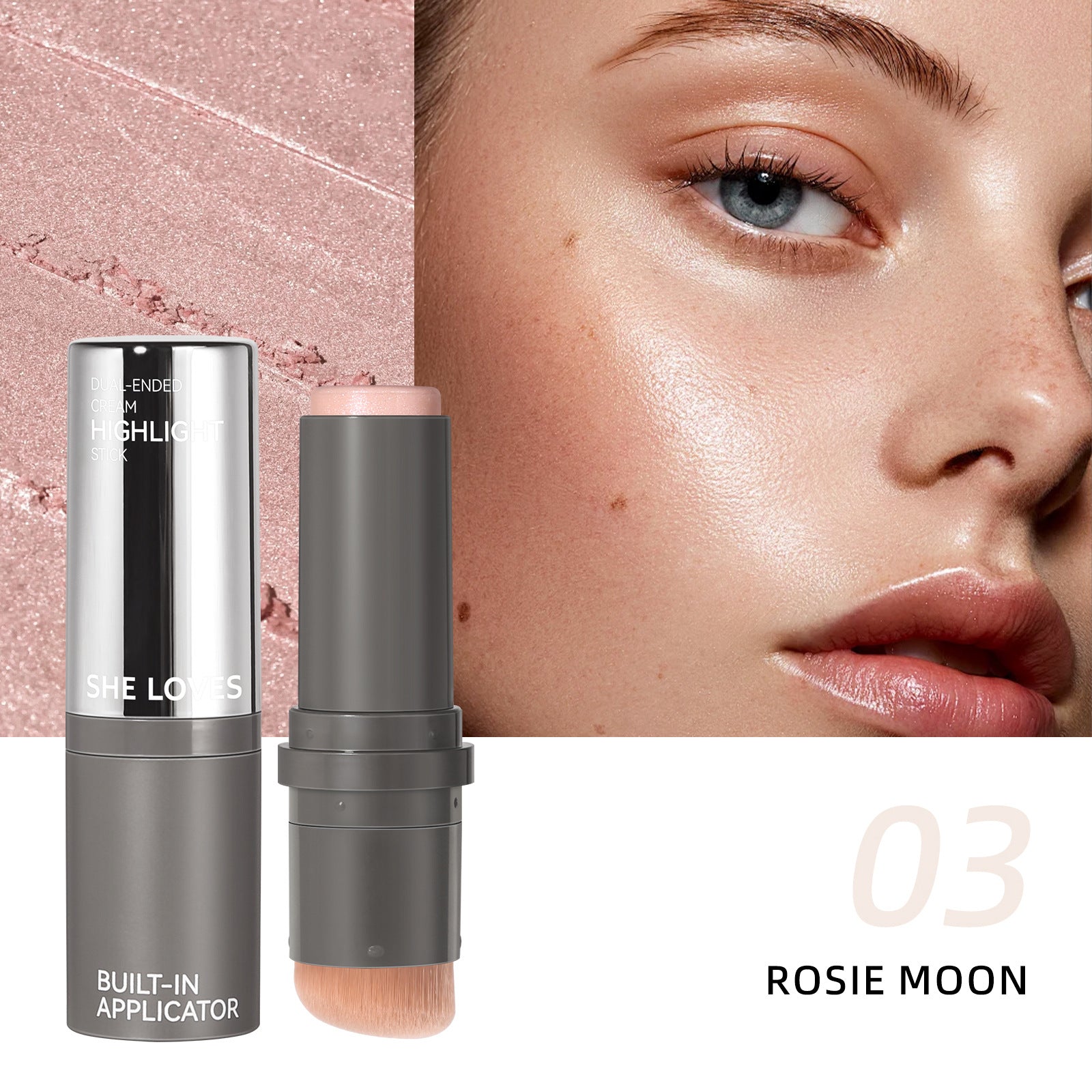 Exclusive Supply sheloves Double-ended Highlight Stick European and American Makeup Pearlescent Fine Flash Brightening Water Light Cream Highlight