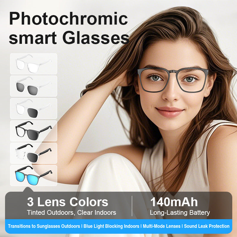 ai Translation Smart Glasses Photochromic Bluetooth Wireless Hands-Free Call Audio Multi-Function Driving Glasses