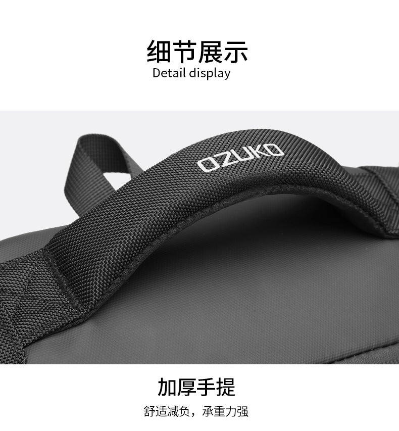 OZUKO Business Backpack Men's Commuting Large Capacity Computer Bag Travel Backpack High-end Waterproof School Bag