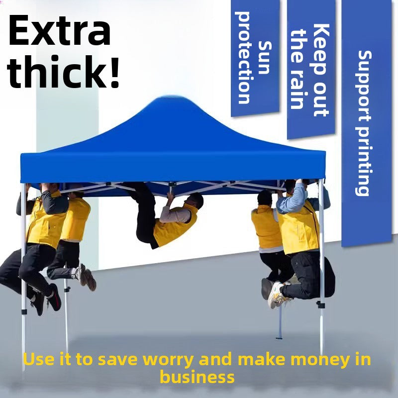 Outdoor Four-Legged Umbrella Tent Cover Thickened Transparent Foldable Telescopic Rain Canopy Four-Corner Sunshade Rainproof Stall Large Umbrella