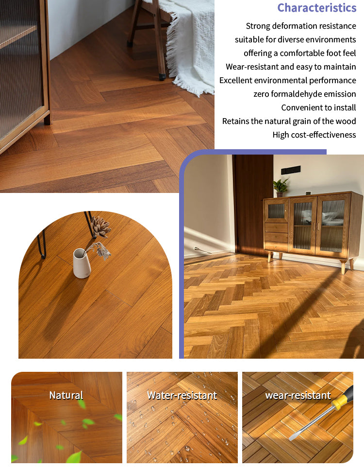 Custom ENF Certified AB Grade Solid Wood Teak Click Lock Multilayer Engineered Wood Flooring for Outdoor & Park Use