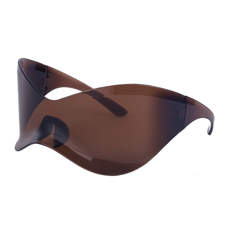 European and American Large Frame Sunglasses for Women, Trendy UV Protection Glasses with a High-End Feel Y2K Millennium Frameless Cycling Sunglasses for Men