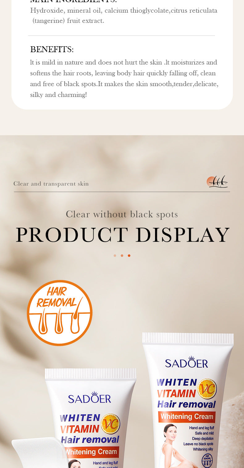 VC Depilatory cream60g SADOER Vitamin C Hair Removal Without Irritation  Wholesale