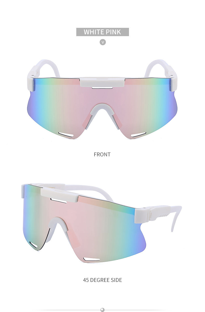 New European and American Style Colorful Outdoor Cycling Windproof Sunglasses for Men and Women Integrated Sports Sun Protection Sunglasses